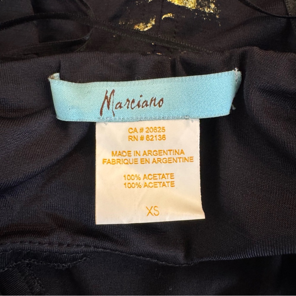 Vintage Marciano Black & Gold Ruched Midi Dress - Picture 8 of 8